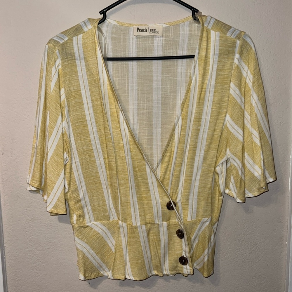 Yellow stripped dress shirt size S. NWOT